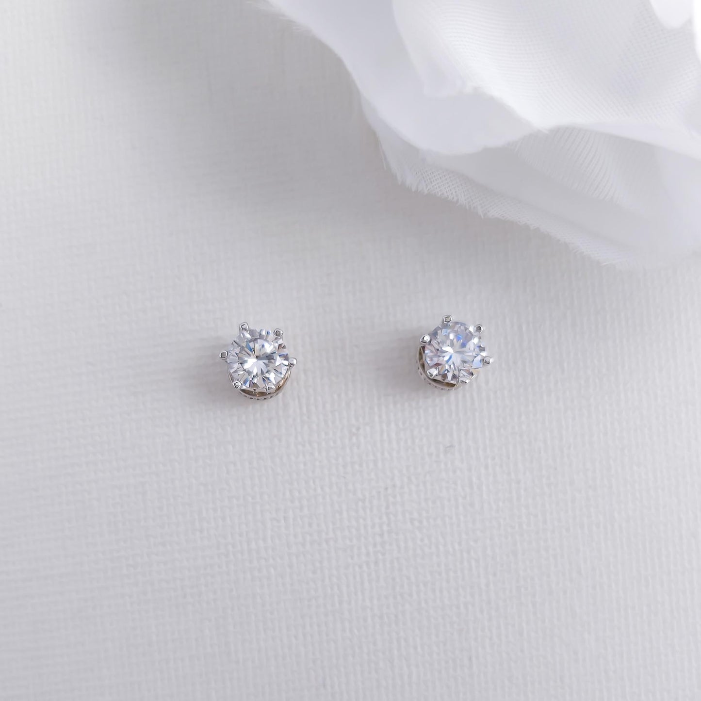 Simple CZ Stud Earrings Silver-Emery