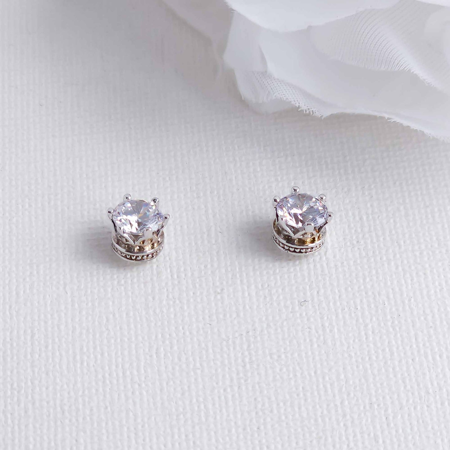 Simple CZ Stud Earrings Silver-Emery