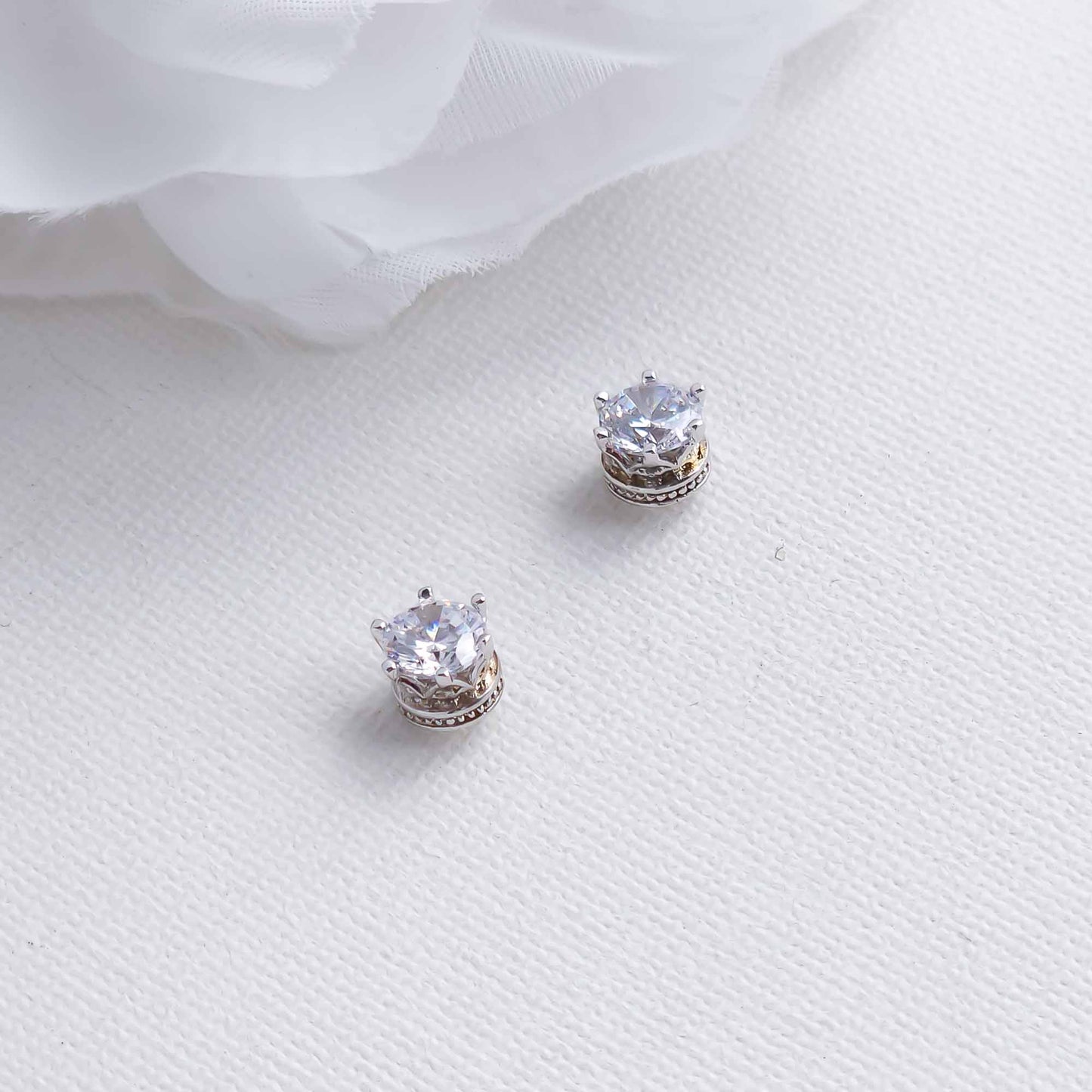 Simple CZ Stud Earrings Silver-Emery