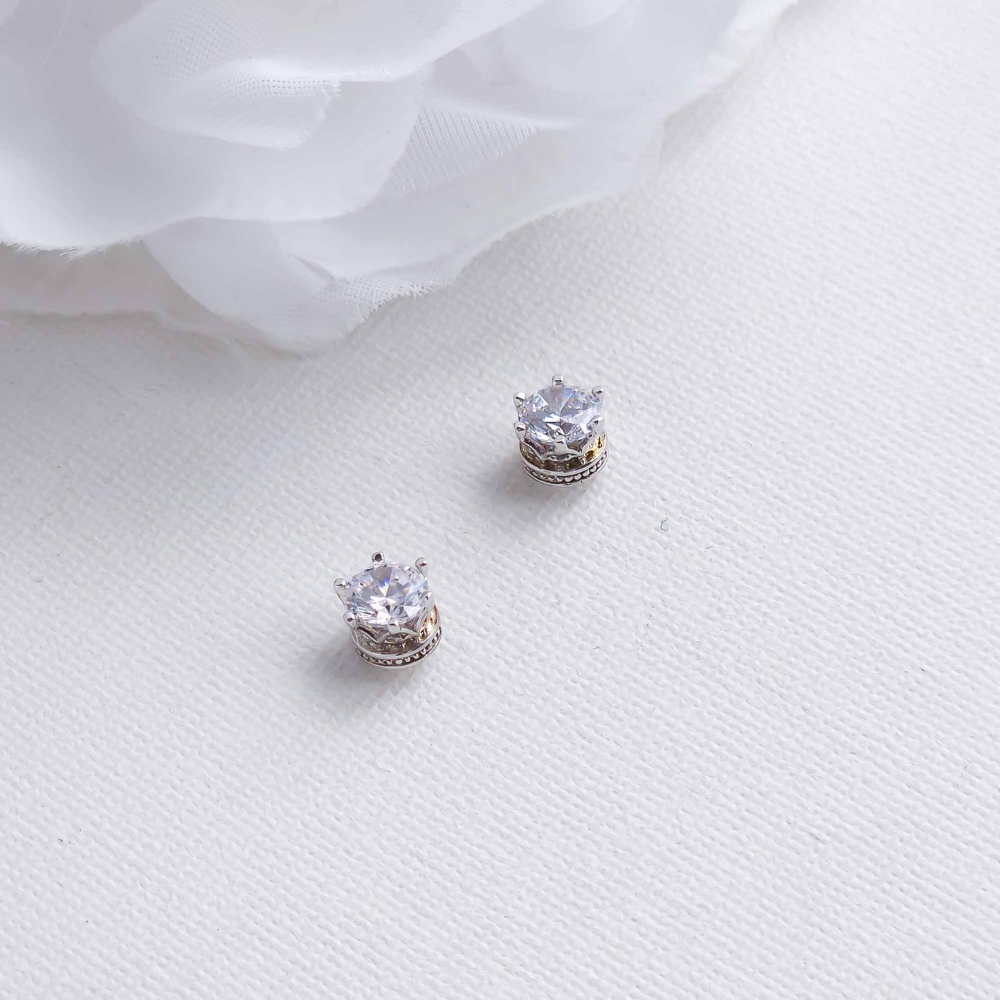 Simple CZ Stud Earrings Silver-Emery