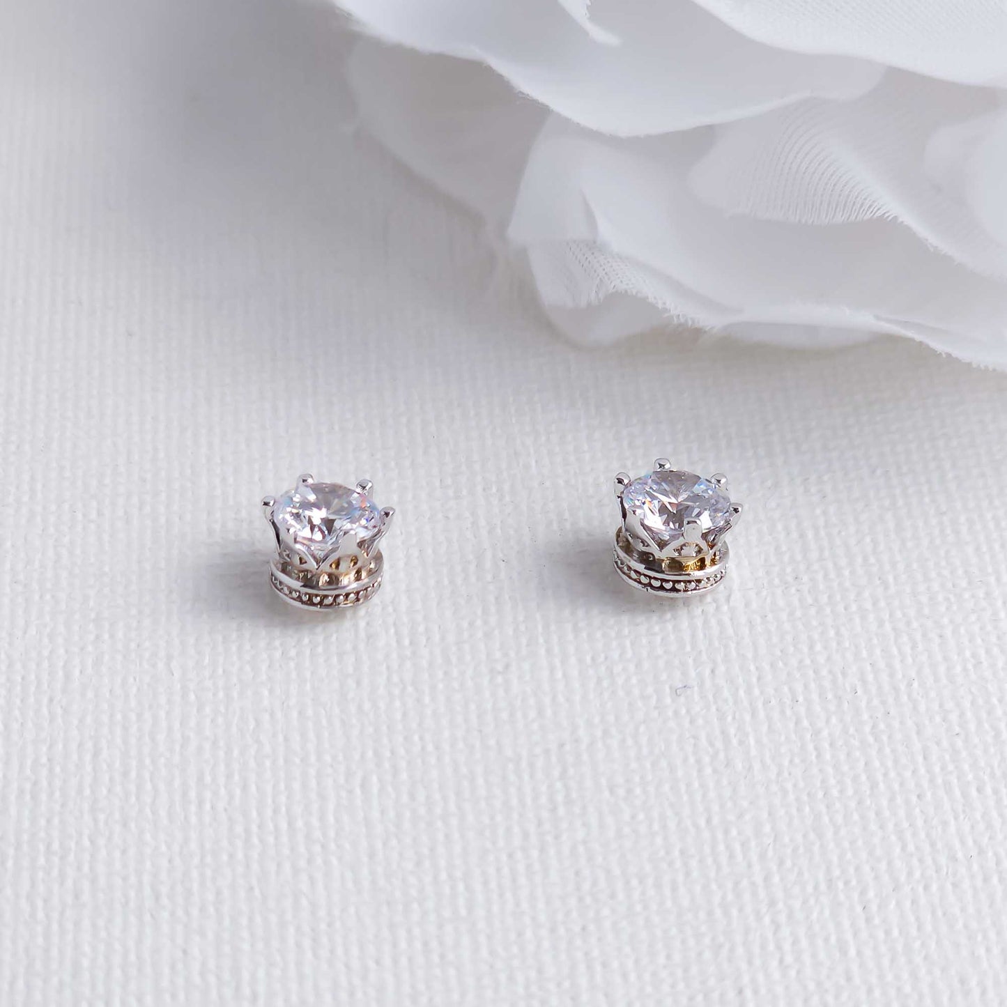 Simple CZ Stud Earrings Silver-Emery