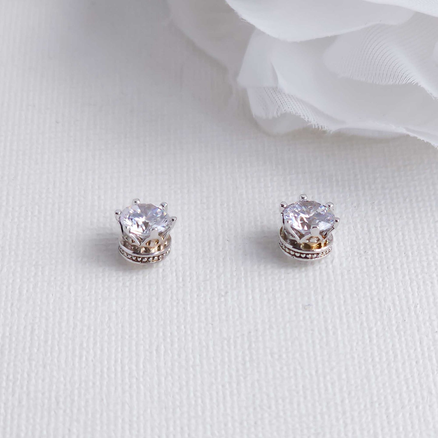 Simple CZ Stud Earrings Silver-Emery