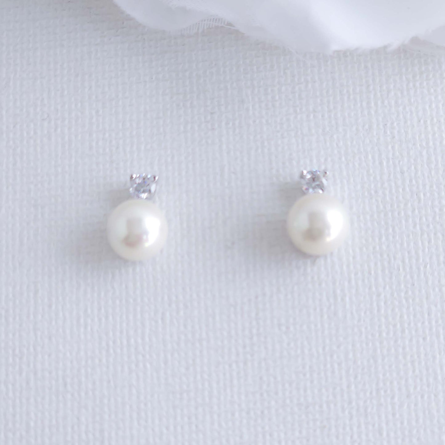 Small Pearl & CZ Stud Earrings-Millie