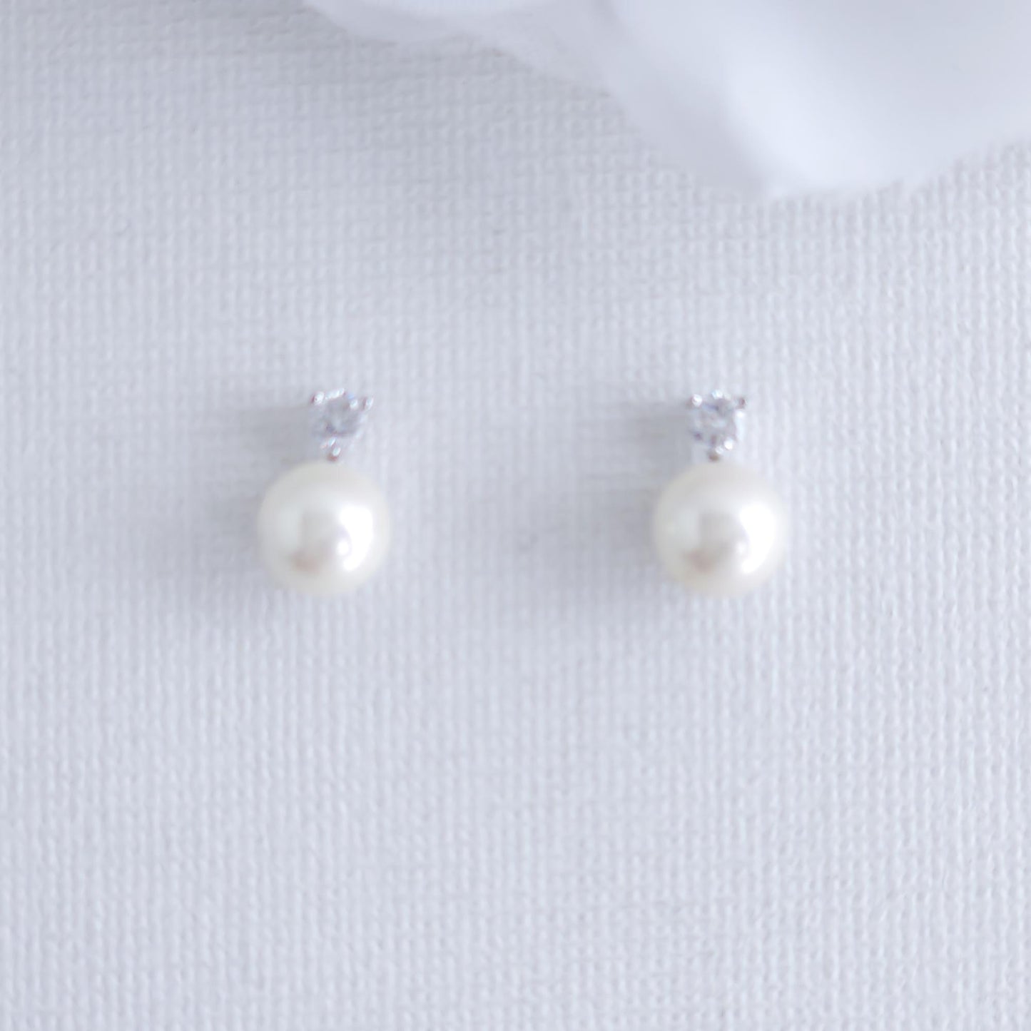 Small Pearl & CZ Stud Earrings-Millie