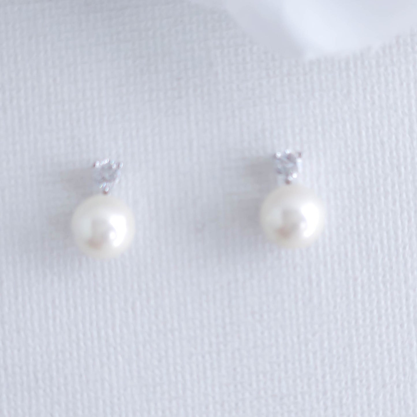 Small Pearl & CZ Stud Earrings-Millie