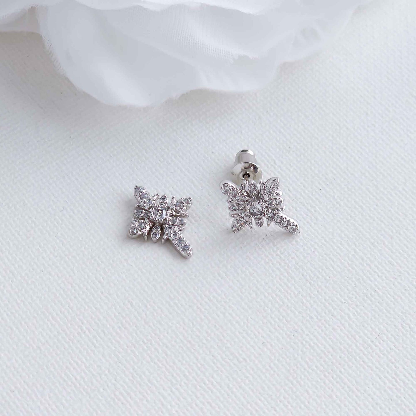 Small Silver Cross Earrings-Josie