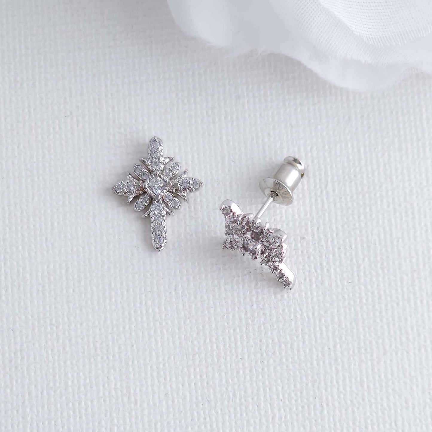 Small Silver Cross Earrings-Josie