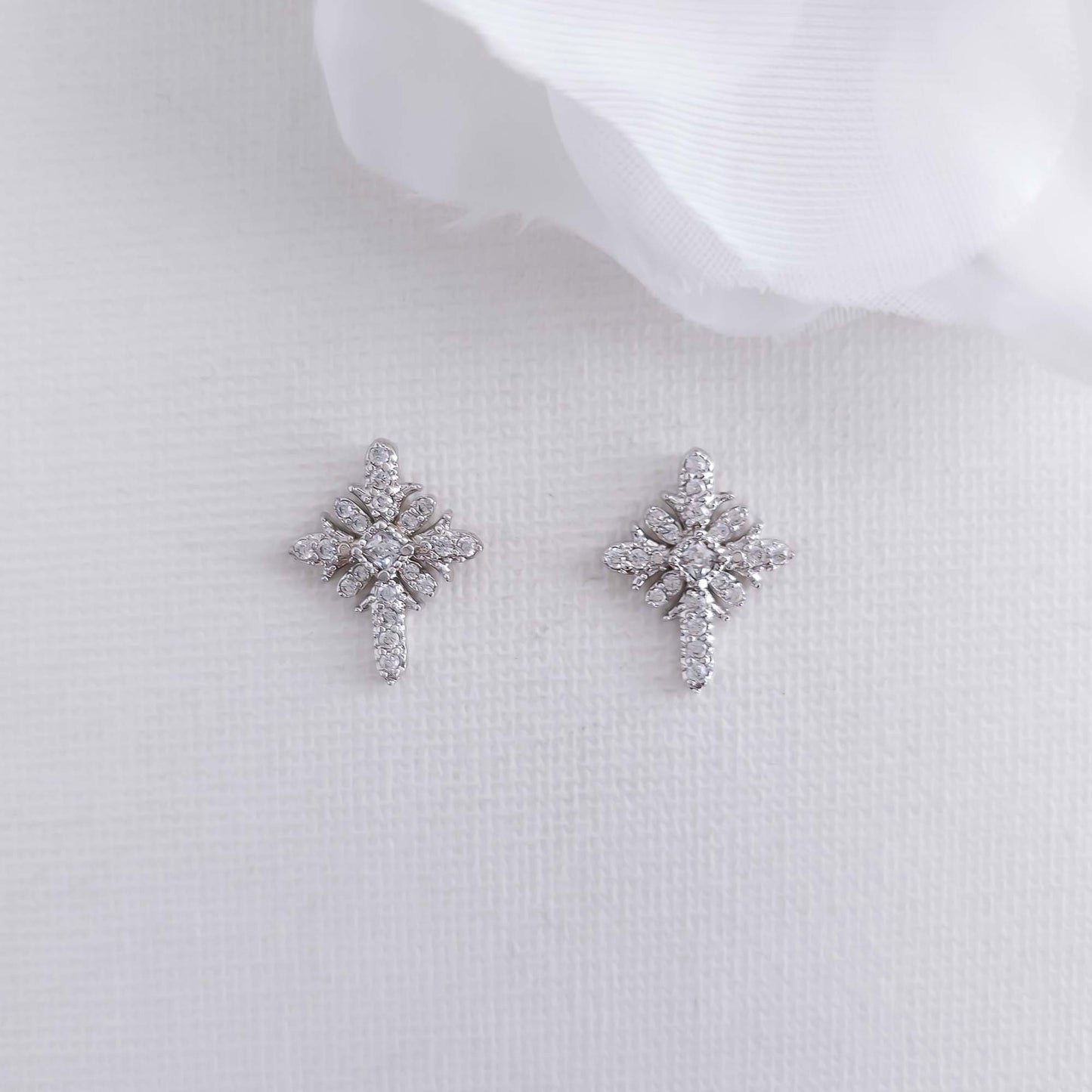 Small Silver Cross Earrings-Josie