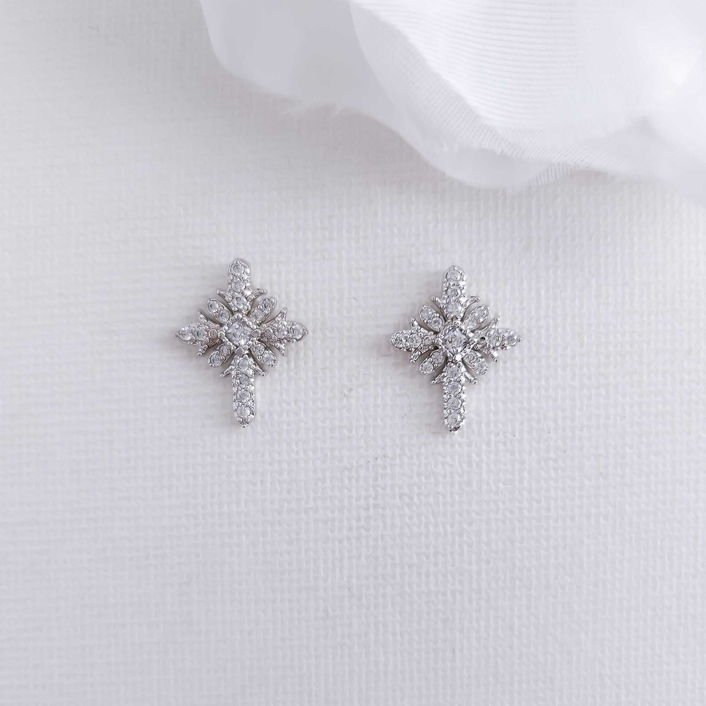 Small Silver Cross Earrings-Josie