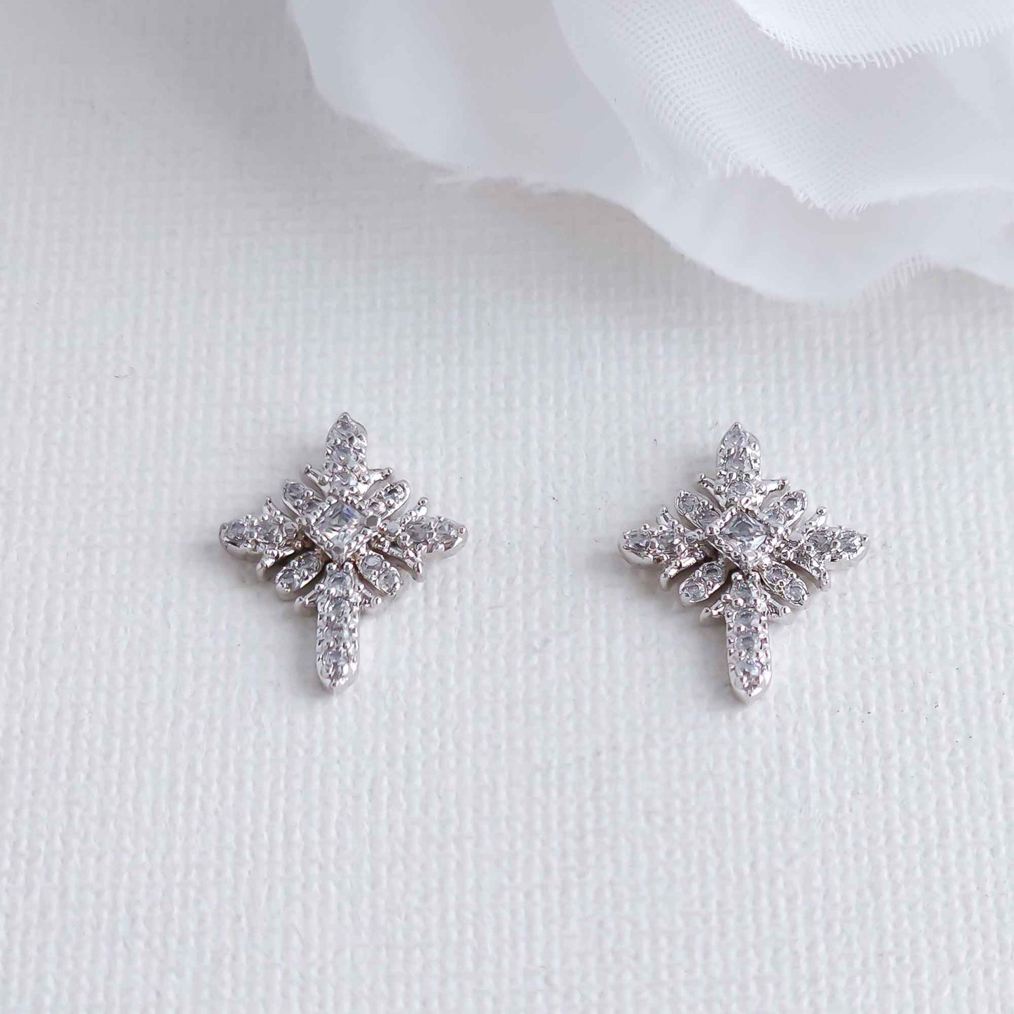 Small Silver Cross Earrings-Josie