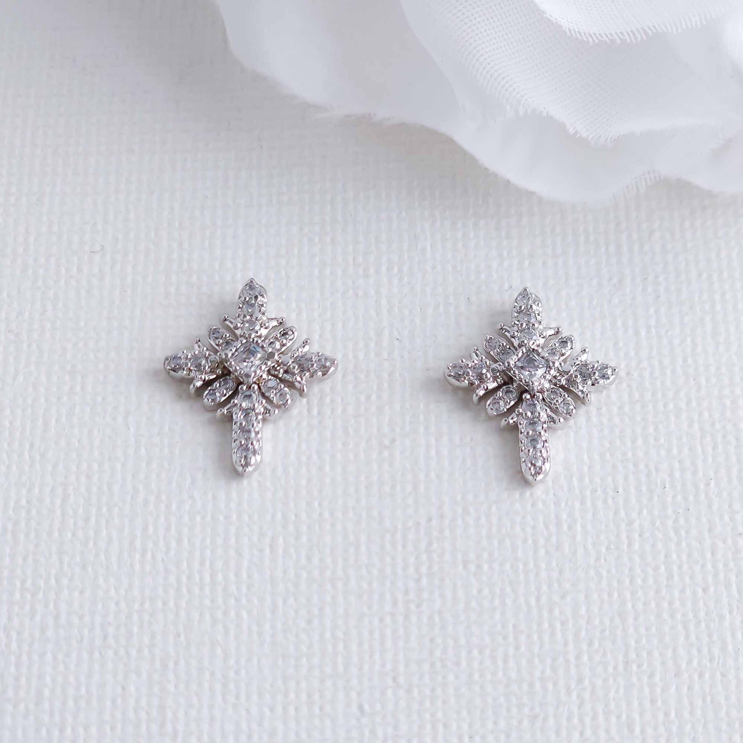 Small Silver Cross Earrings-Josie