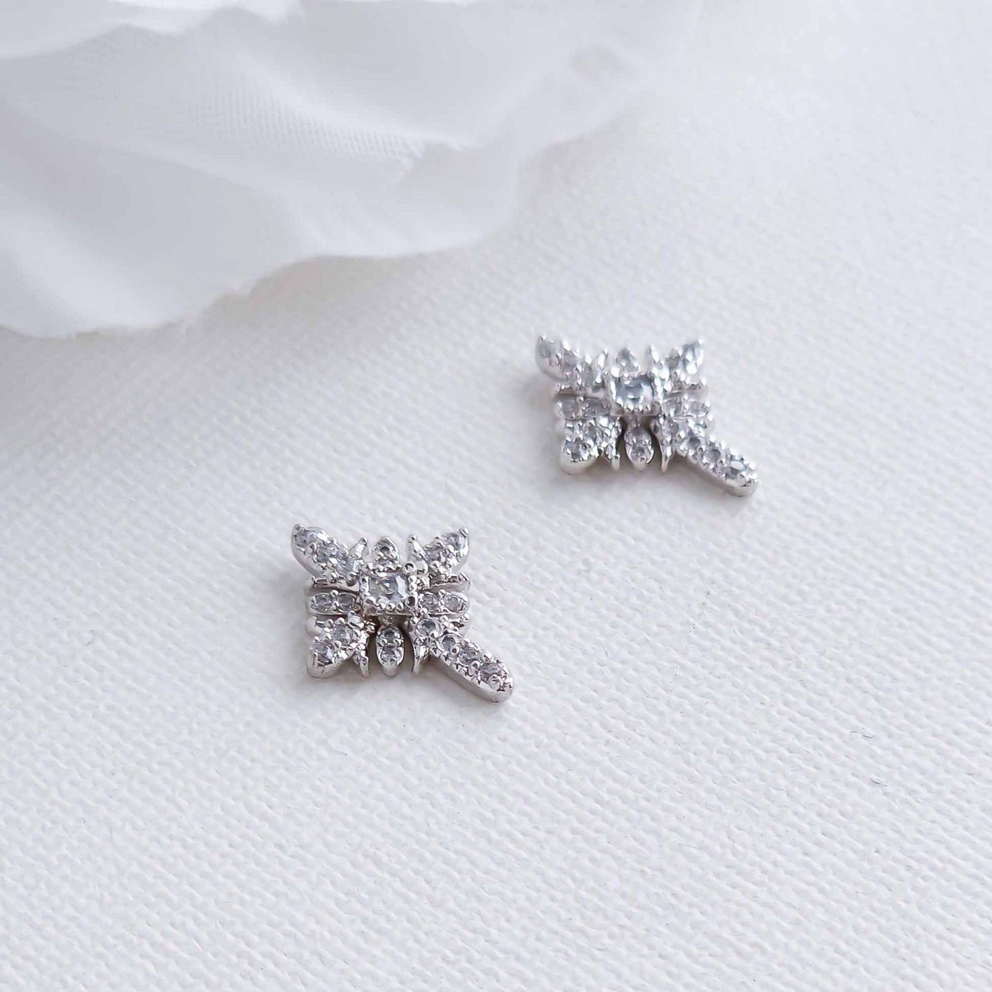 Small Silver Cross Earrings-Josie