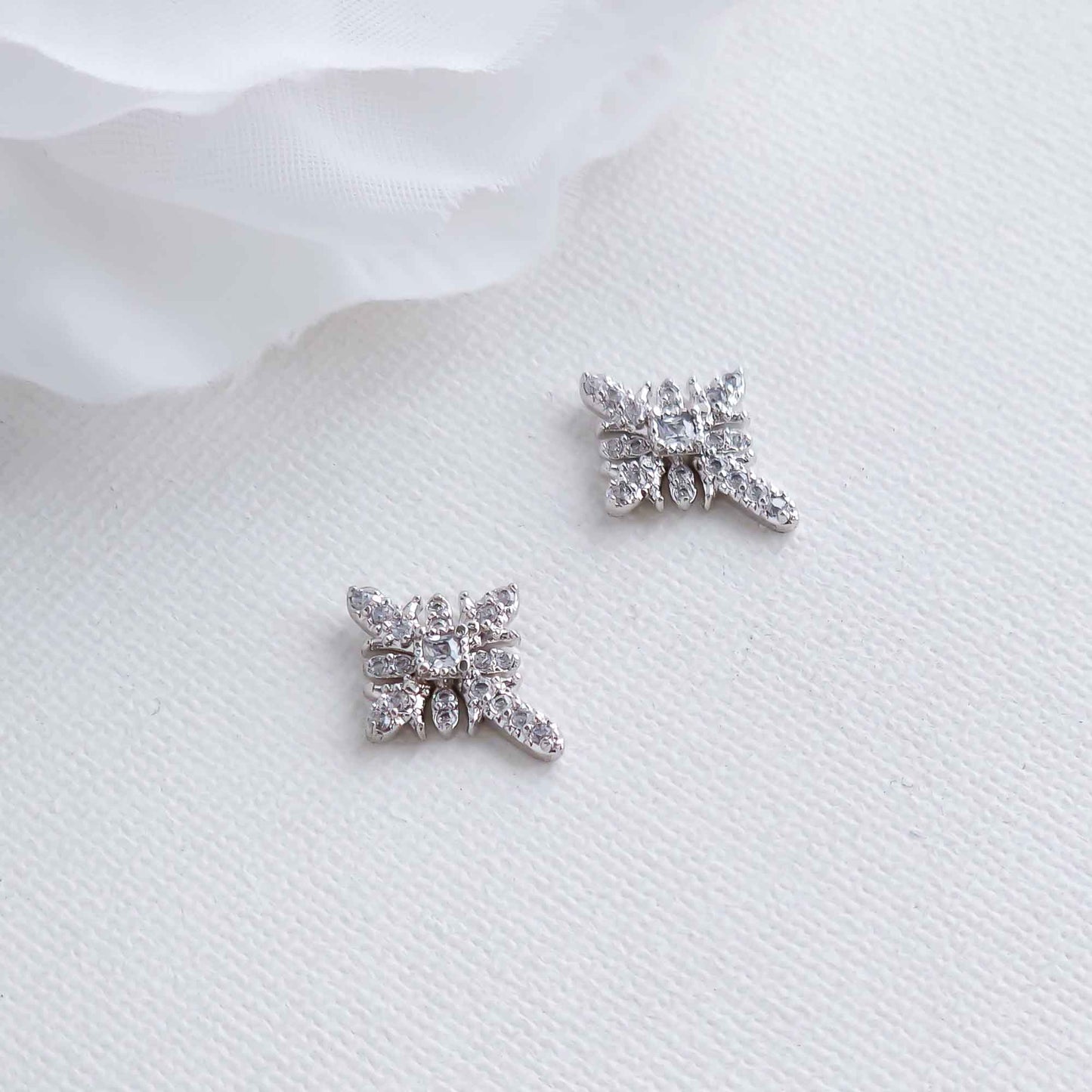 Small Silver Cross Earrings-Josie