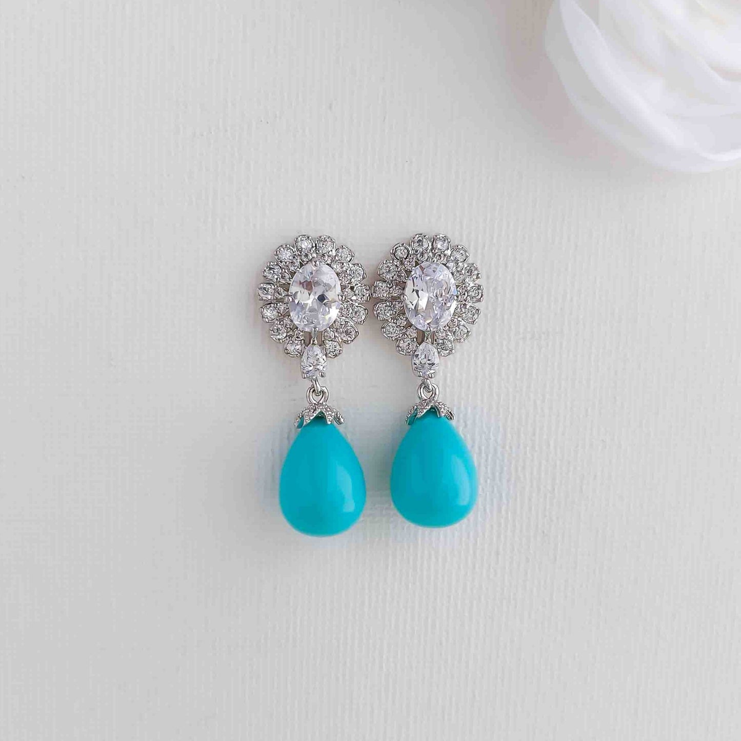 Blue Pearl Drop Earrings-Sophie