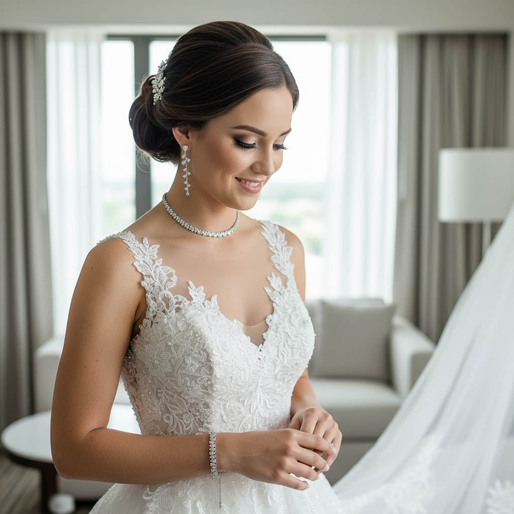 Regal Gold CZ Choker Set: Bride, Wedding & Occasion Elegant Statement Jewelry -Talia