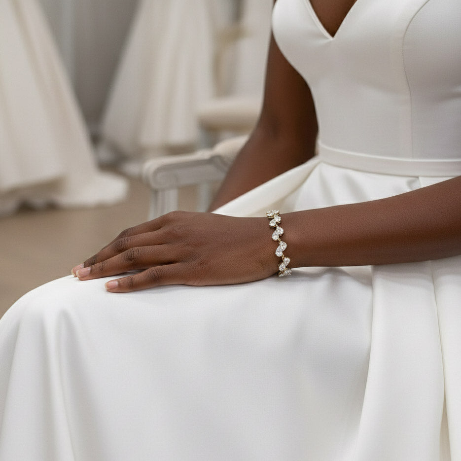 Rose Gold Teardrop Wedding Bracelets- Clara