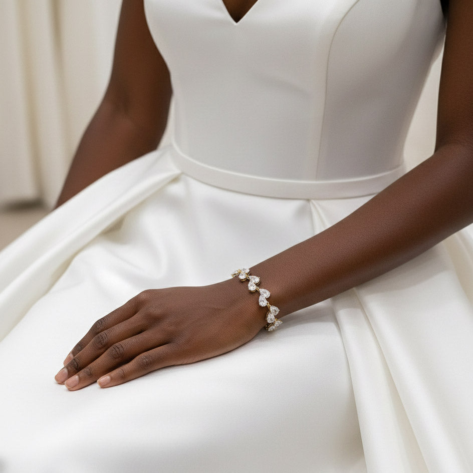 Rose Gold Teardrop Wedding Bracelets- Clara