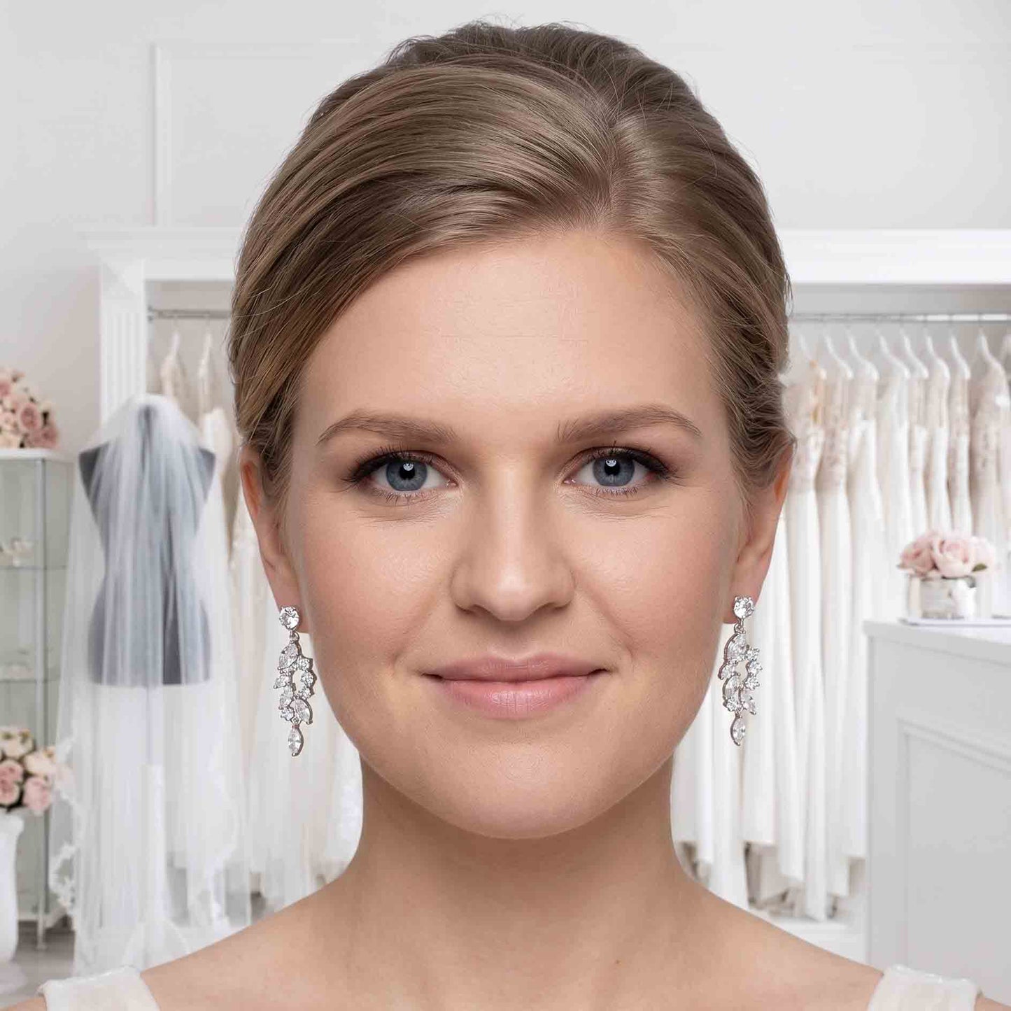 Gold Leaf Drop Earrings for Weddings & Formal Events - Tia