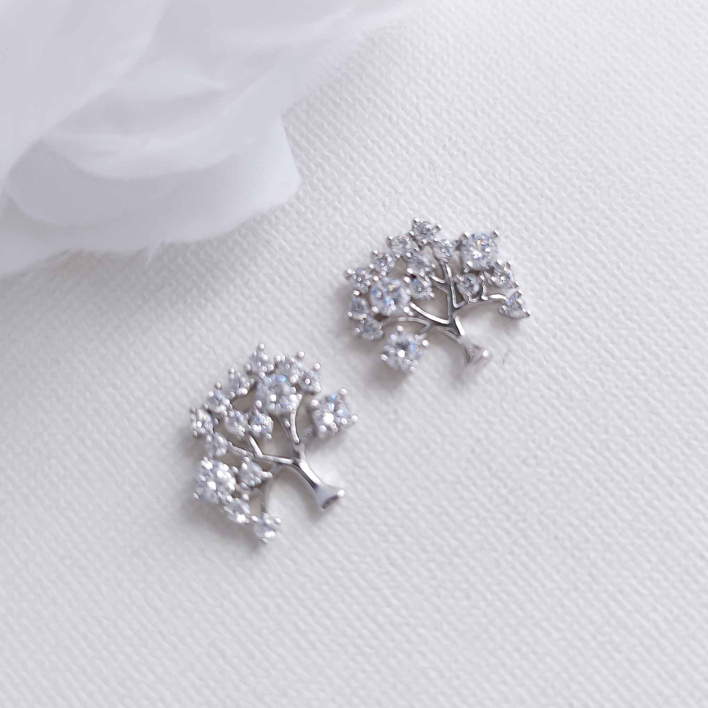 Cubic Zirconia Tree Earrings-Ayla