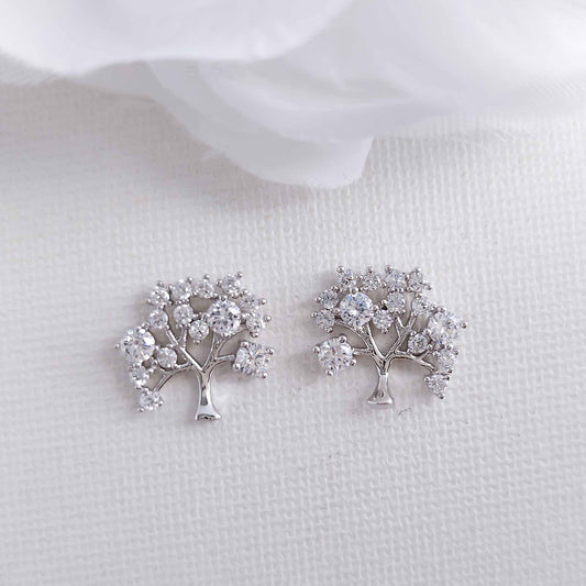 Cubic Zirconia Tree Earrings-Ayla