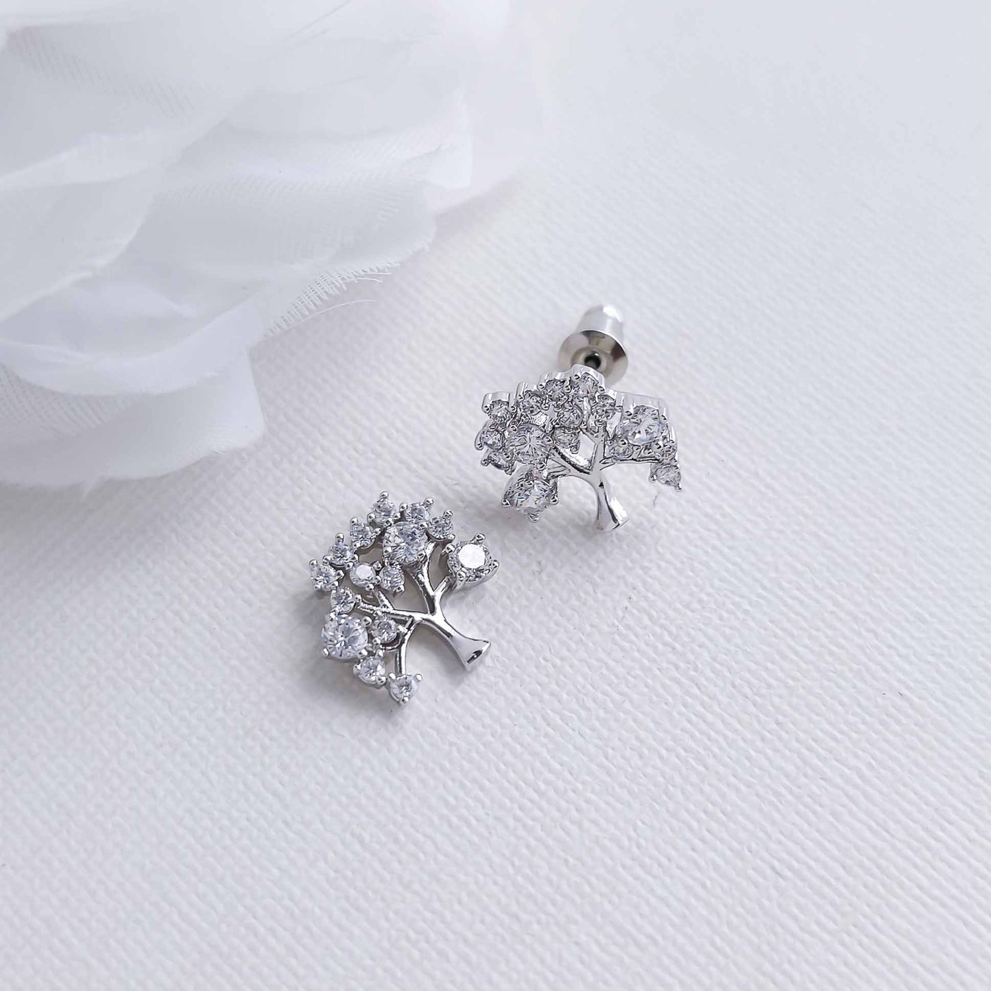 Cubic Zirconia Tree Earrings-Ayla