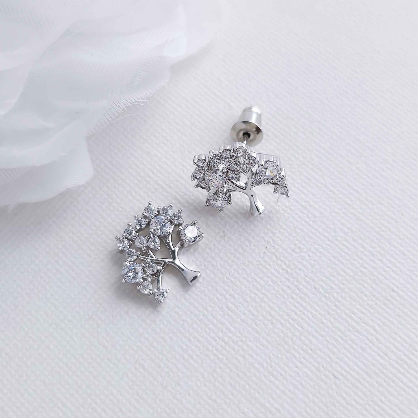 Cubic Zirconia Tree Earrings-Ayla