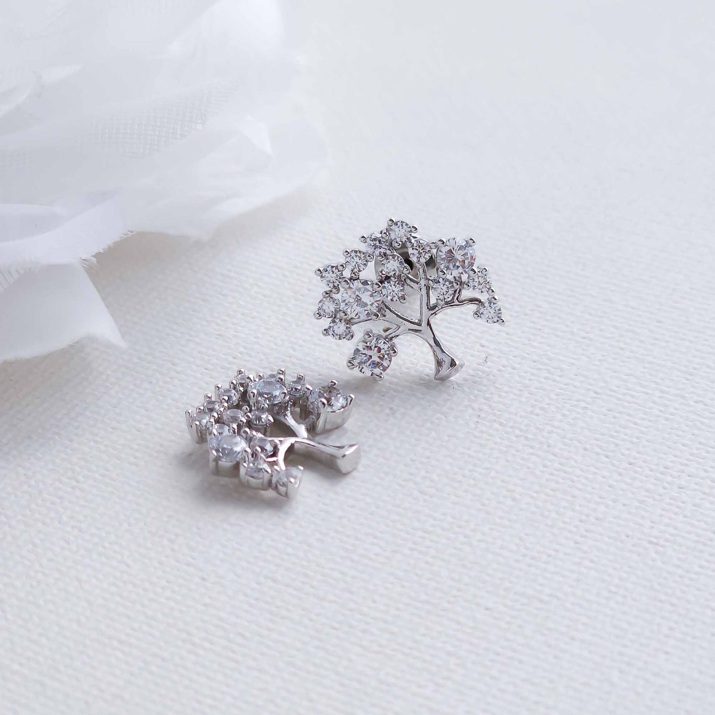 Cubic Zirconia Tree Earrings-Ayla