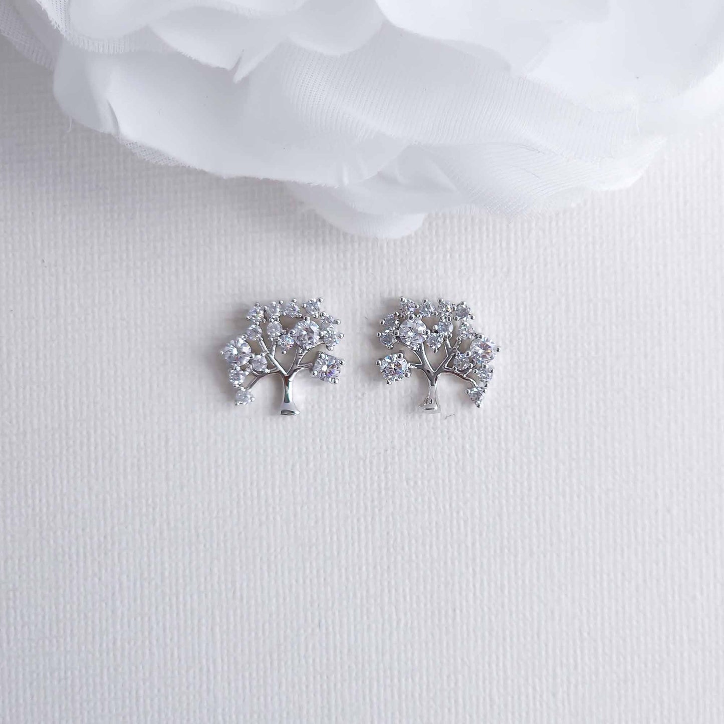 Cubic Zirconia Tree Earrings-Ayla