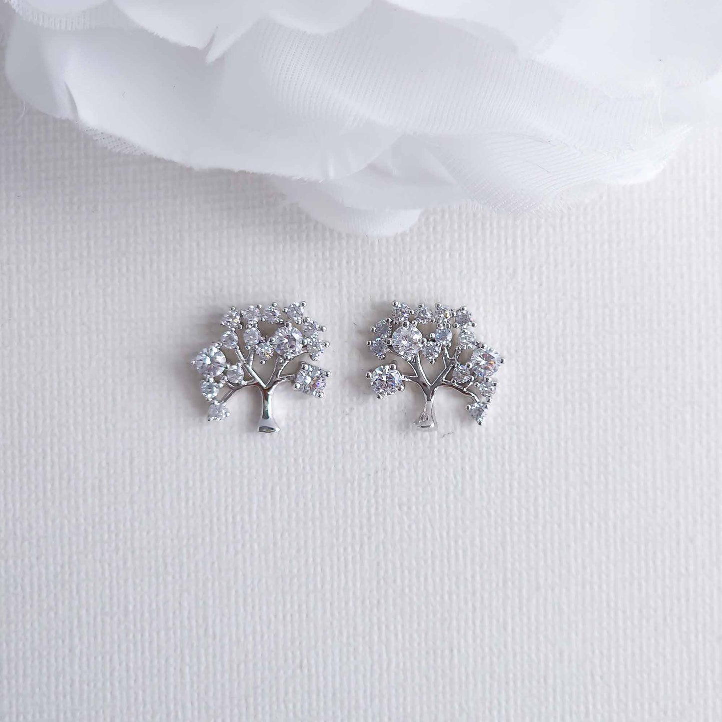 Cubic Zirconia Tree Earrings-Ayla