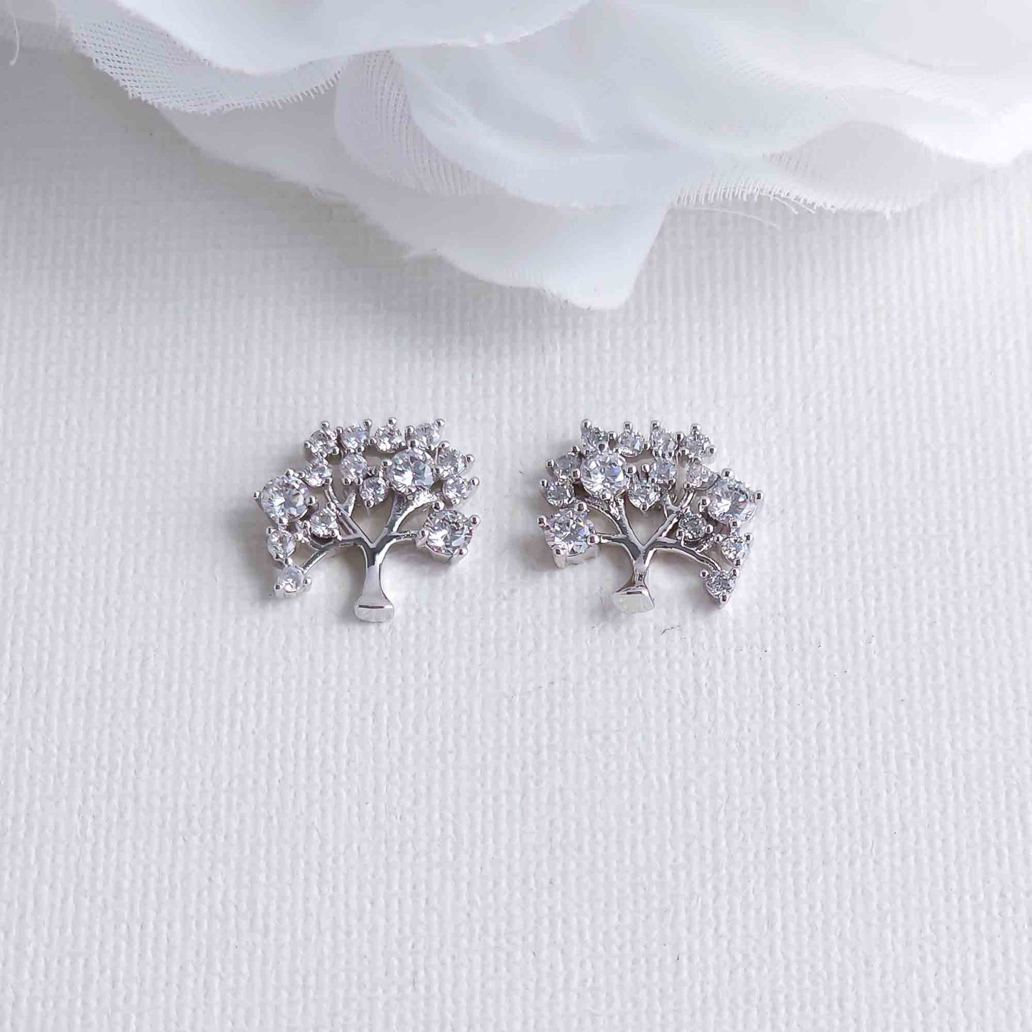 Cubic Zirconia Tree Earrings-Ayla