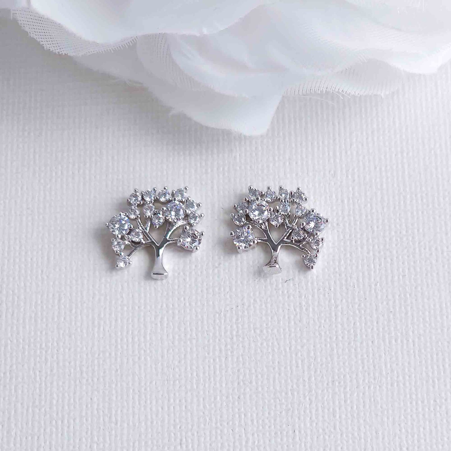 Cubic Zirconia Tree Earrings-Ayla