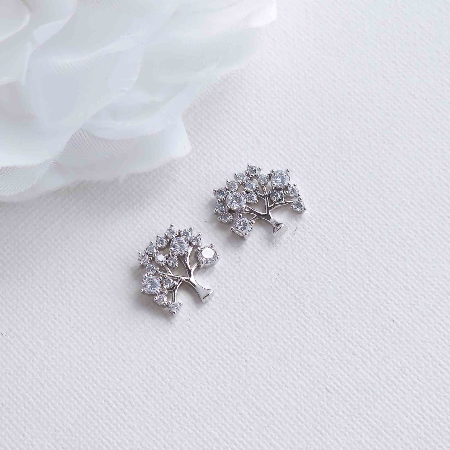 Cubic Zirconia Tree Earrings-Ayla