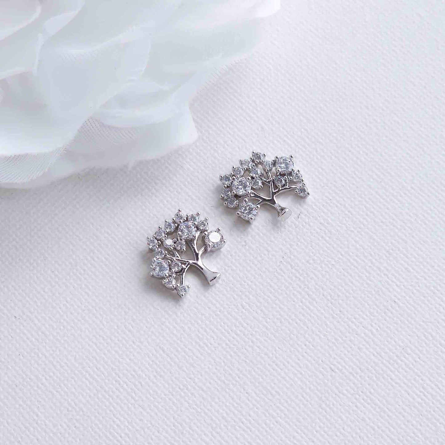 Cubic Zirconia Tree Earrings-Ayla