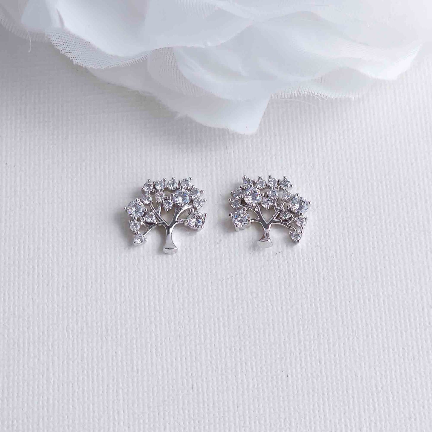 Cubic Zirconia Tree Earrings-Ayla