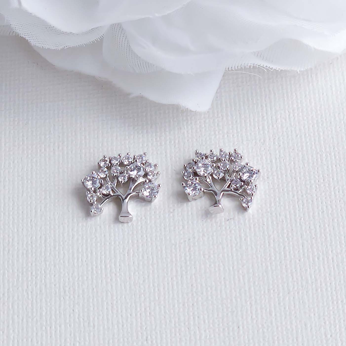 Cubic Zirconia Tree Earrings-Ayla