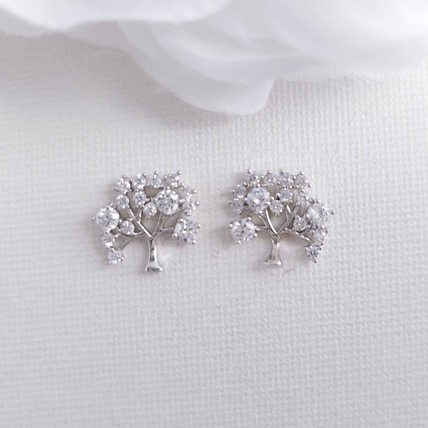 Cubic Zirconia Tree Earrings-Ayla