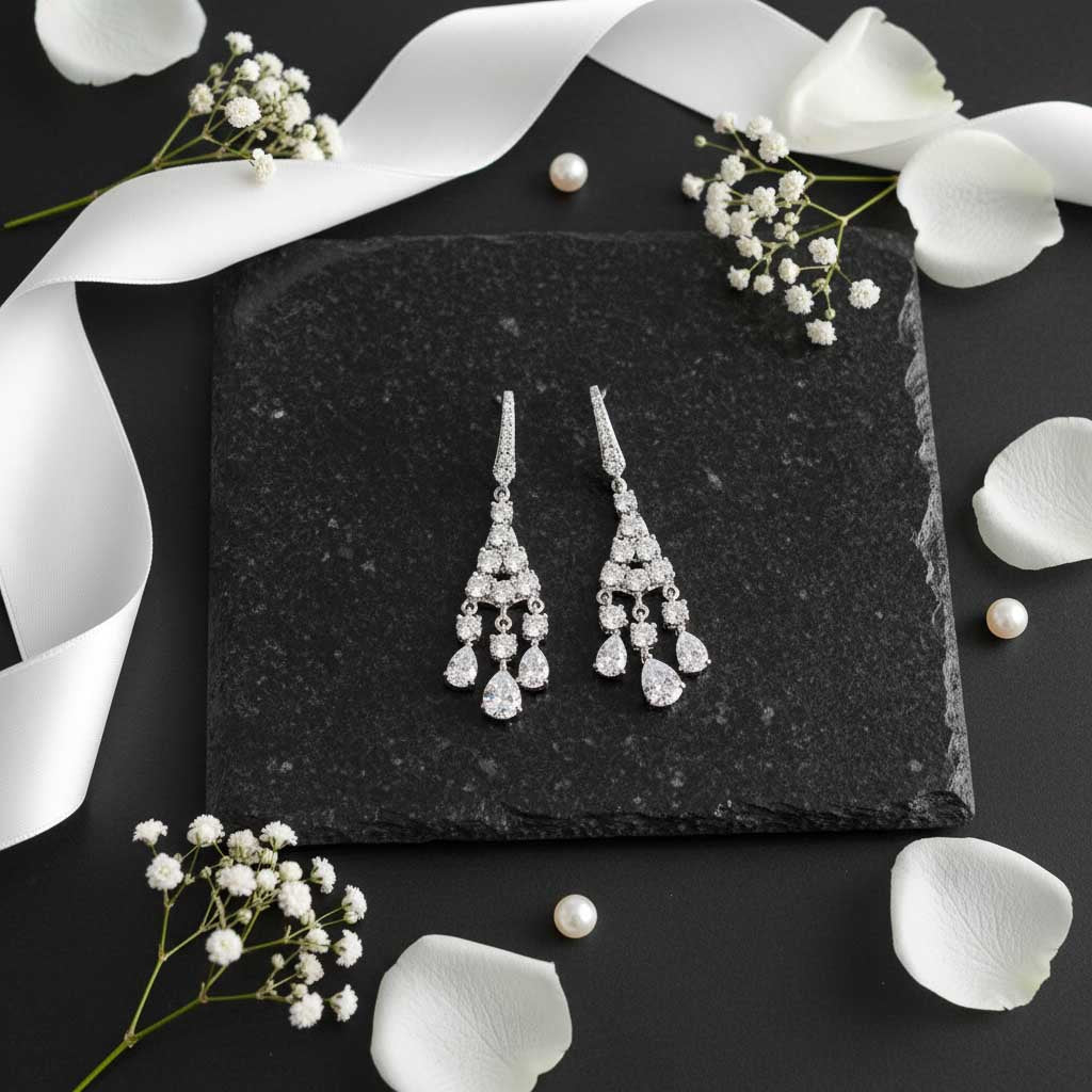 Small Dangle Chandelier Earrings | Petite Crystal Wedding & Guest Jewelry - Ciara