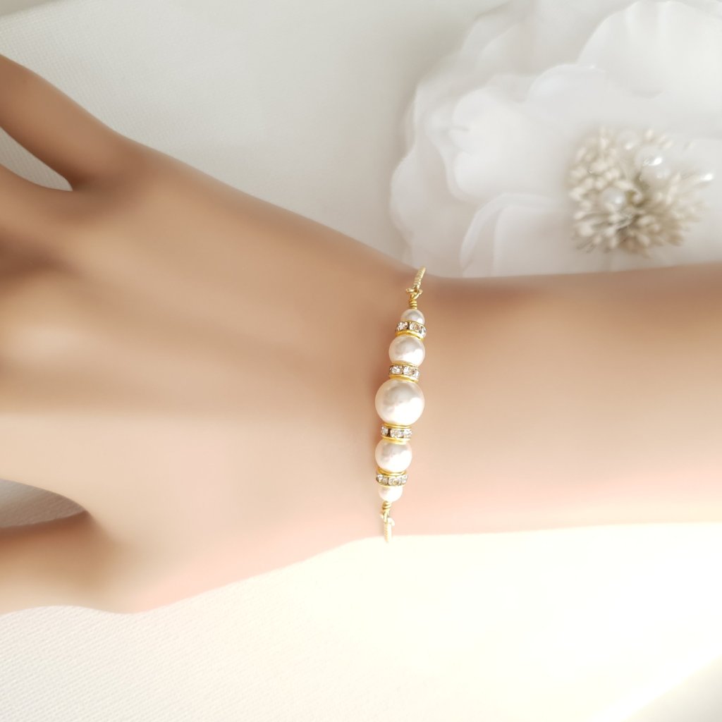 14K Gold & Pearl Bracelet in Cream or White Pearls for Weddings,Brides –  PoetryDesigns