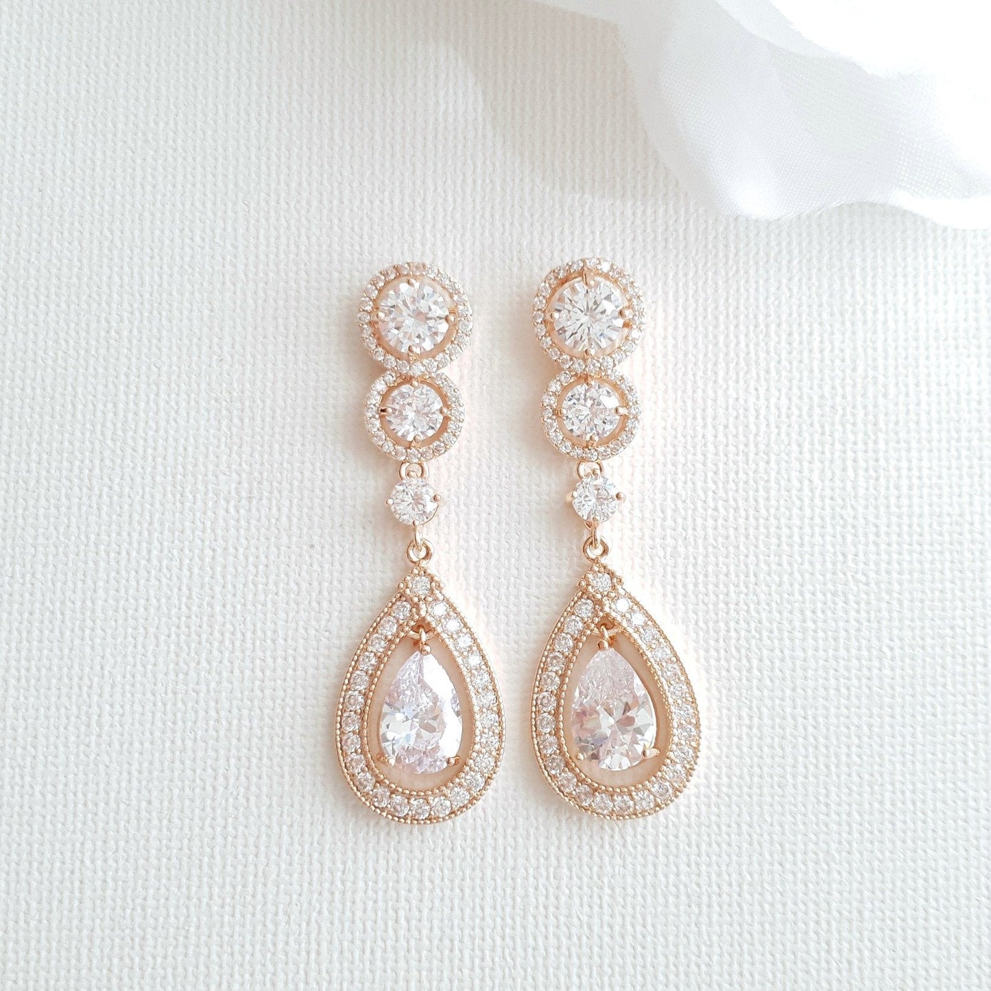 14k Gold Plated Bridal Earrings-Sarah - PoetryDesigns