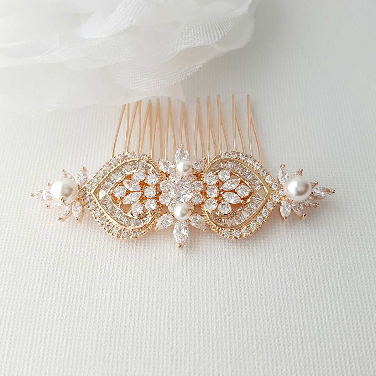 Gold Hair Comb for Wedding-Rosa