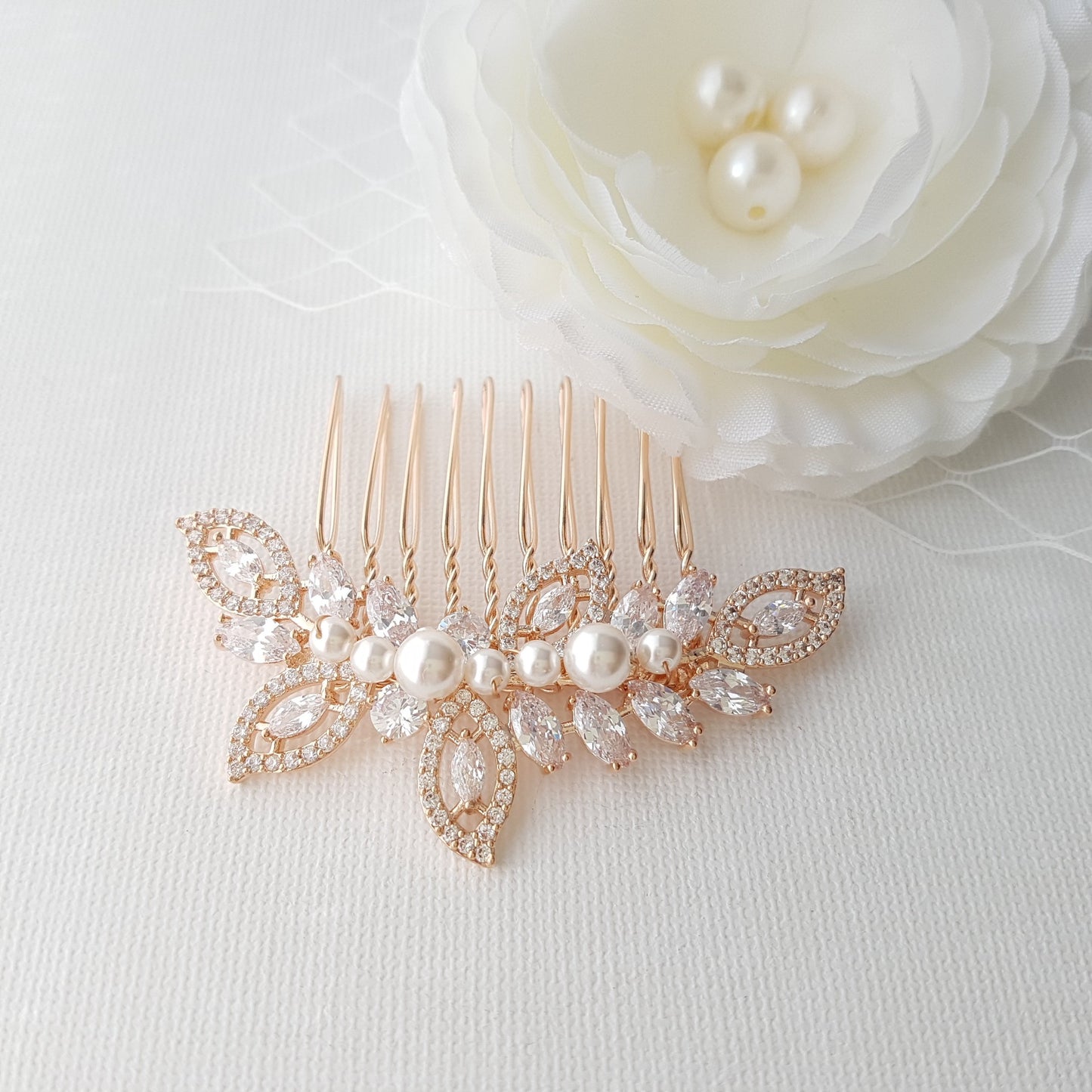 Rose Gold Wedding Hair Comb-Kerry - PoetryDesigns
