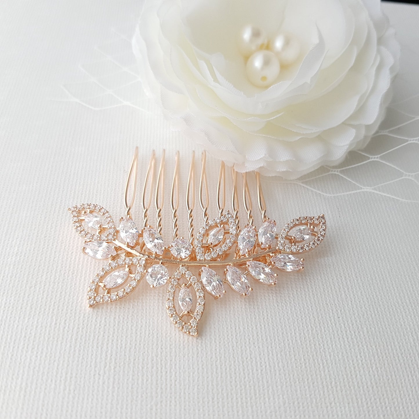 Rose Gold Wedding Hair Comb-Kerry - PoetryDesigns