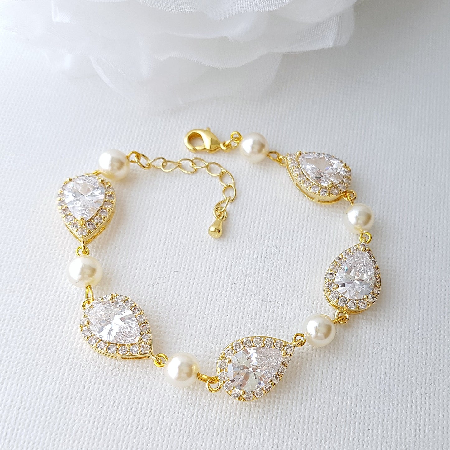 Rose Gold & Pearl Bracelet-Emma