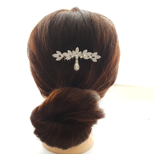 Leaf Crystal Hair Comb for Weddings-Abby