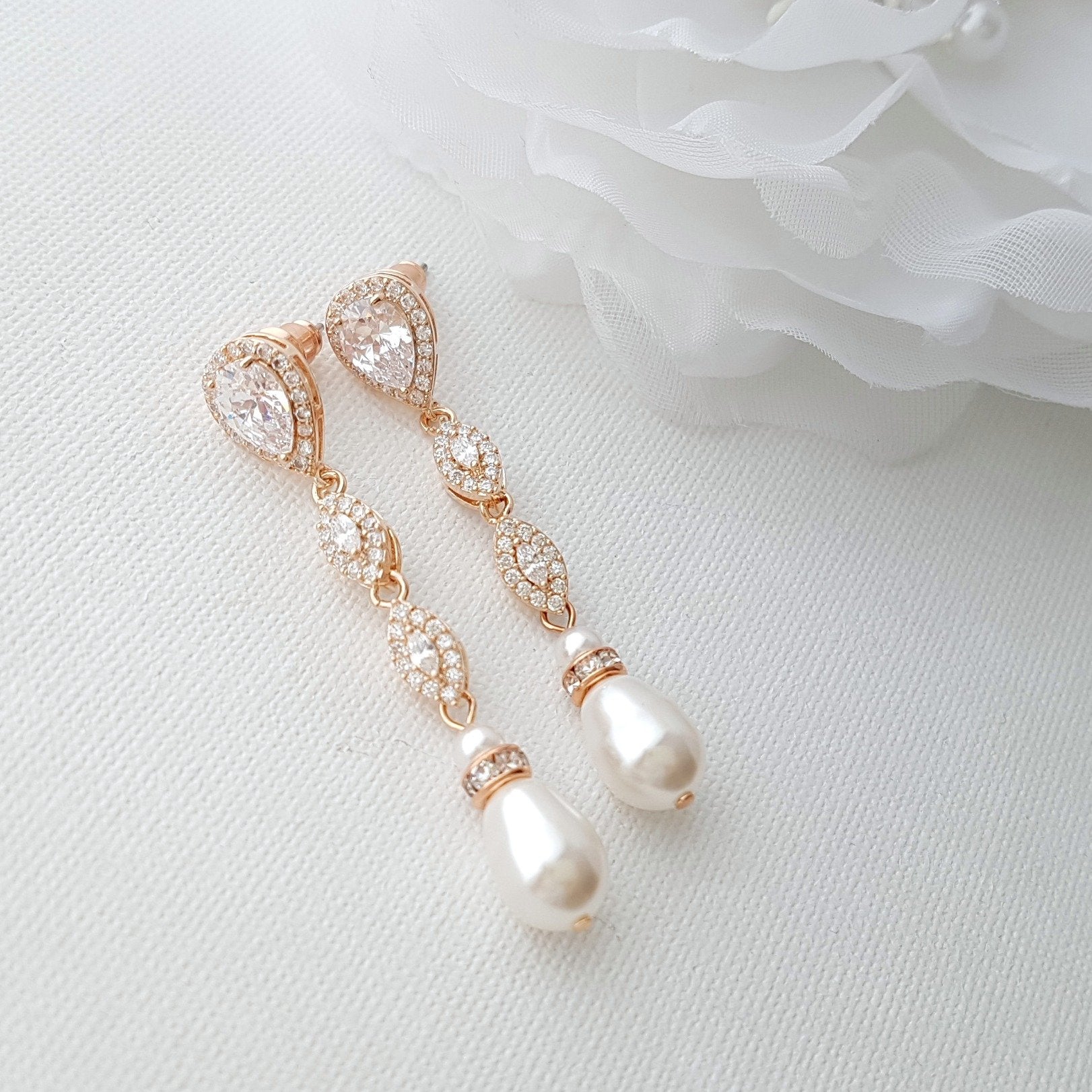 Silver Pearl Earrings-Abby - PoetryDesigns
