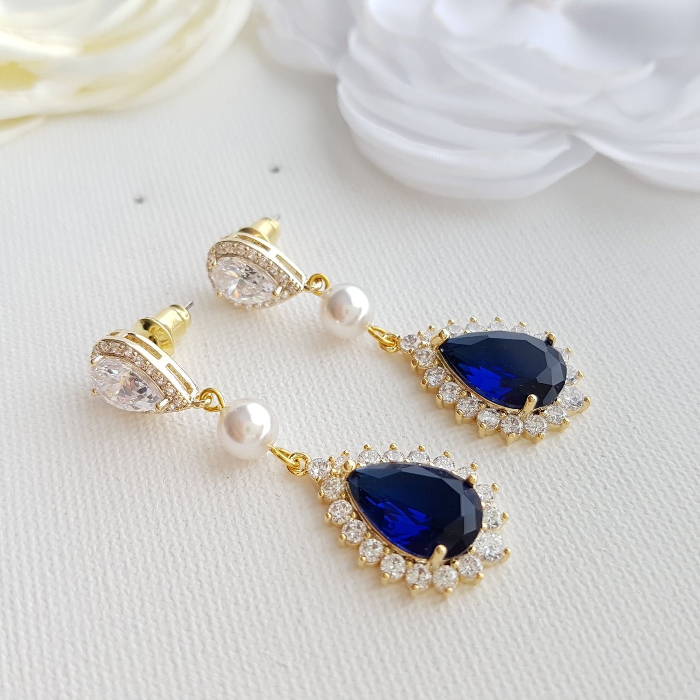 Blue Drop Earrings-Aoi - PoetryDesigns