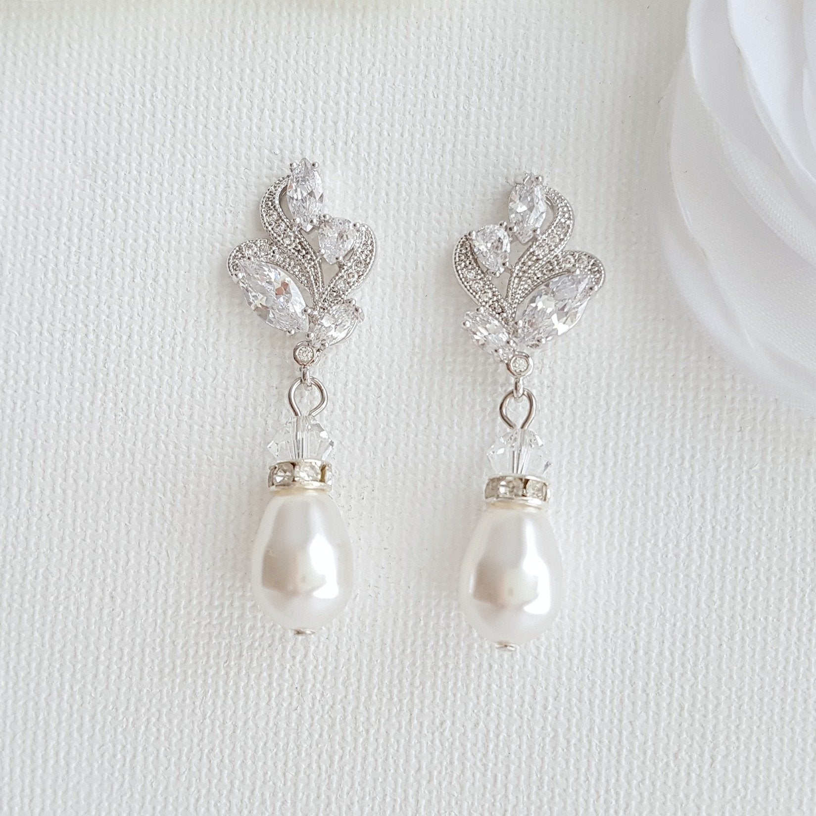 White gold sales bridal earrings