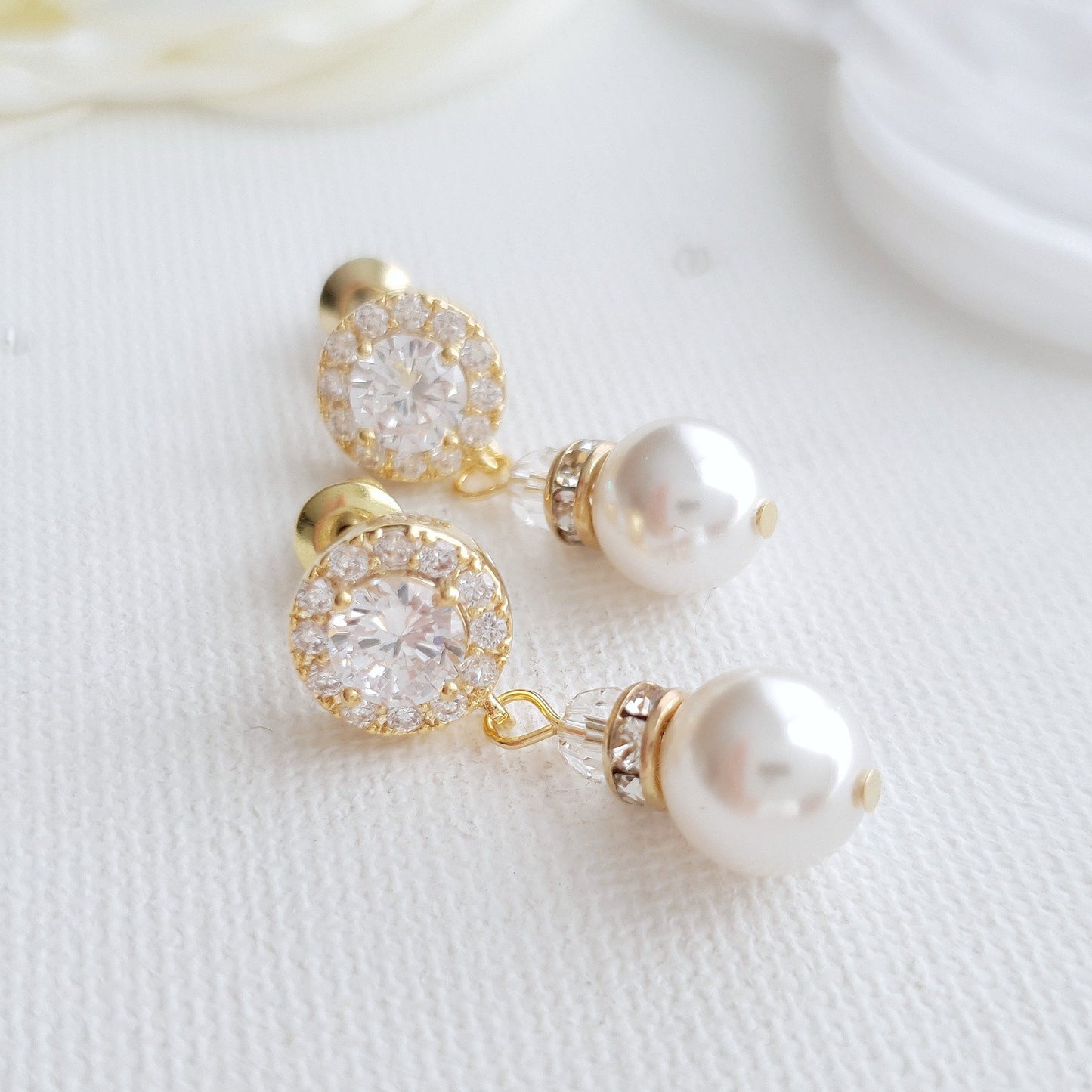 Simple Gold Pearl Earrings- Bronte - PoetryDesigns