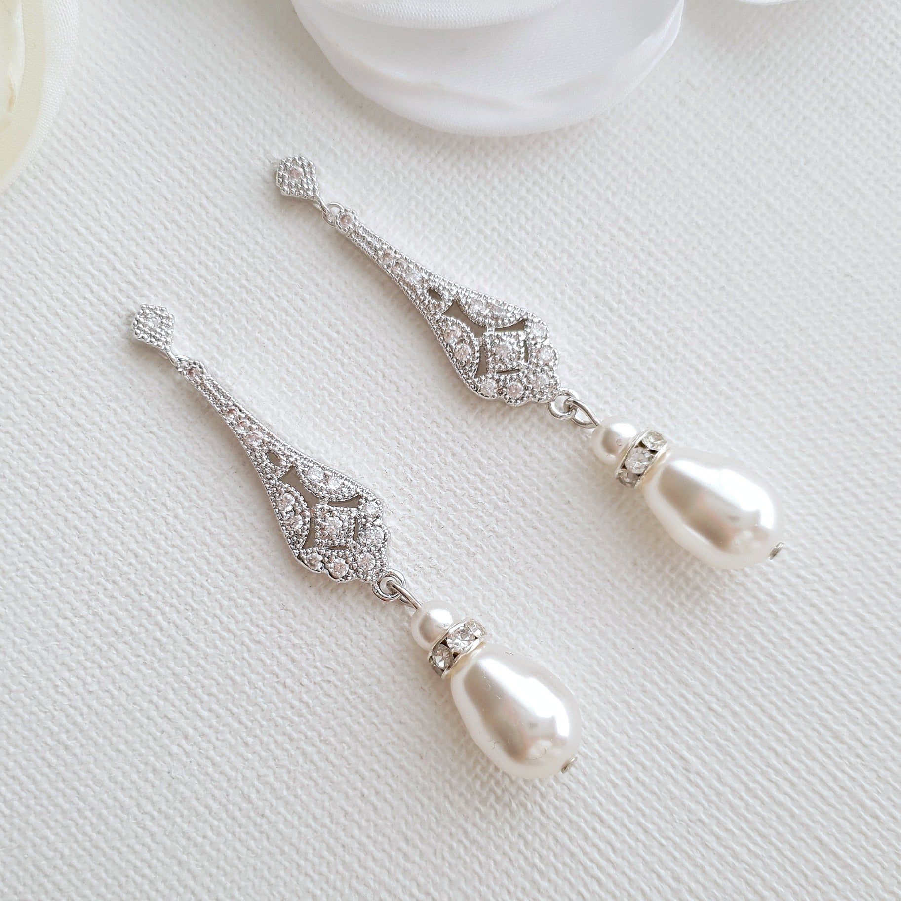 Pearl Drop Vintage Earrings for Wedding- Poetry Designs