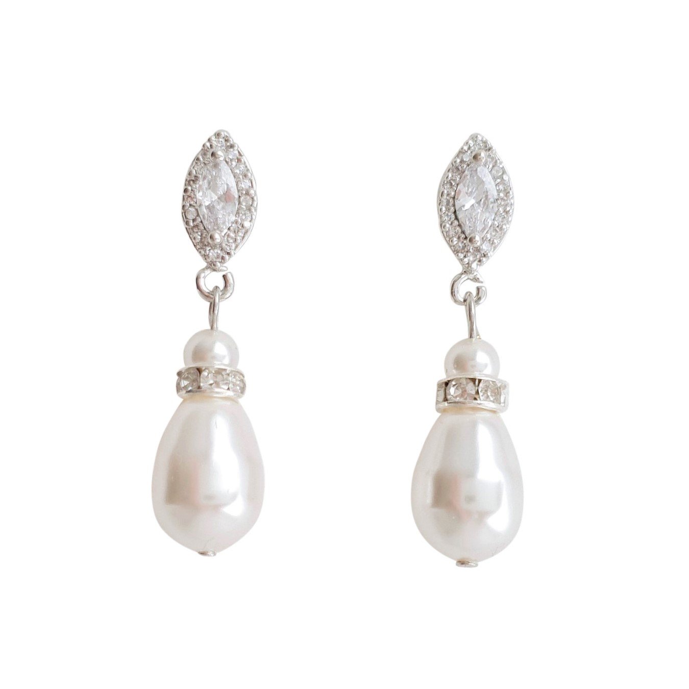 Rose Gold Pearl Teardrop Earrings for Brides- Ella - PoetryDesigns